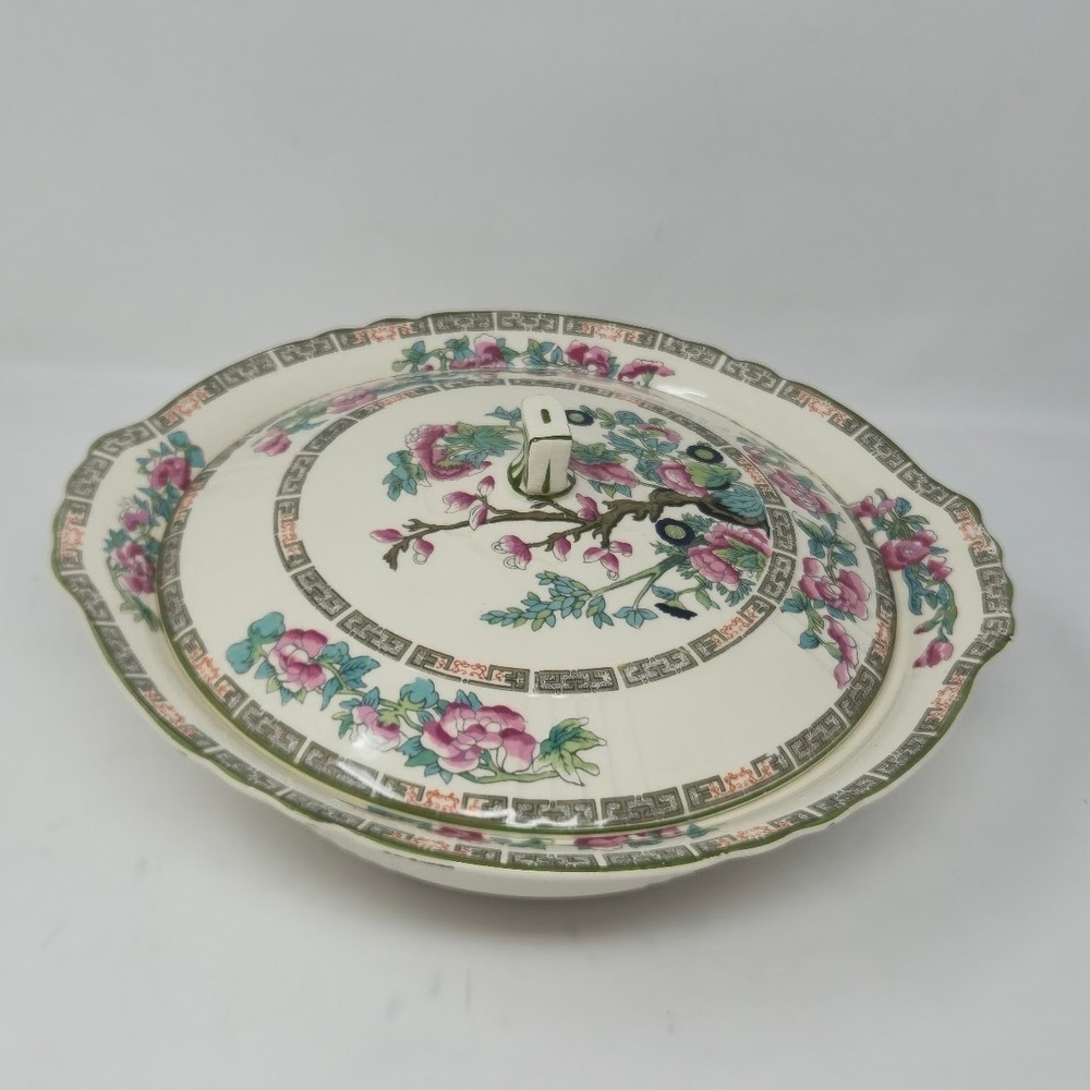 Vintage Myott Staffordshire Indian Tree Round Covered Vegetable Dish Tureen 10"